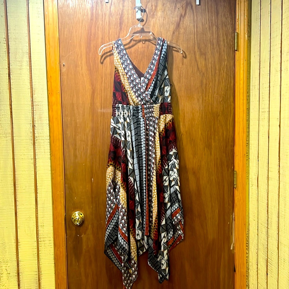 Maxi Dress Handkerchief Hemline, Size Medium, Fully-lined, Machine Washable